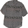 VINTAGE Mens Short Sleeve Shirt XL Grey Paisley Viscose Vintage Vintage and Second-Hand Vintage from Messina Hembry 
