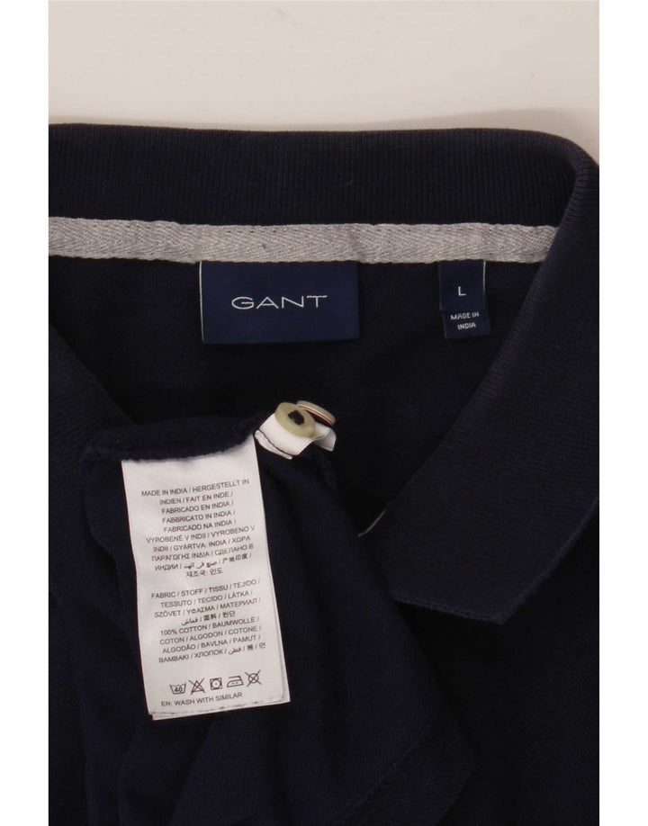 Gant Mens Polo Shirt Large Navy Blue Cotton