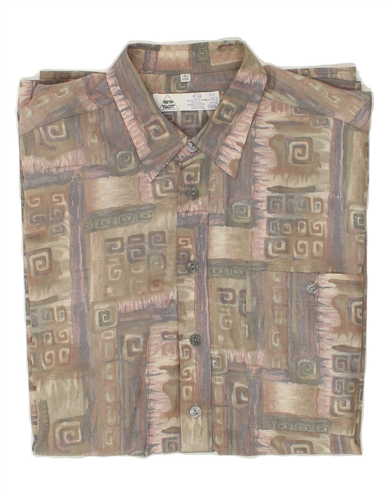 NEW FAST Mens Abstract Pattern Short Sleeve Shirt Size 41/42 Large Khaki | Vintage New Fast | Thrift | Second-Hand New Fast | Used Clothing | Messina Hembry 