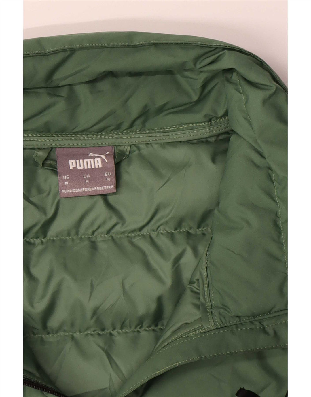 Puma Mens Padded Jacket UK 38 Medium Green Colourblock Polyester