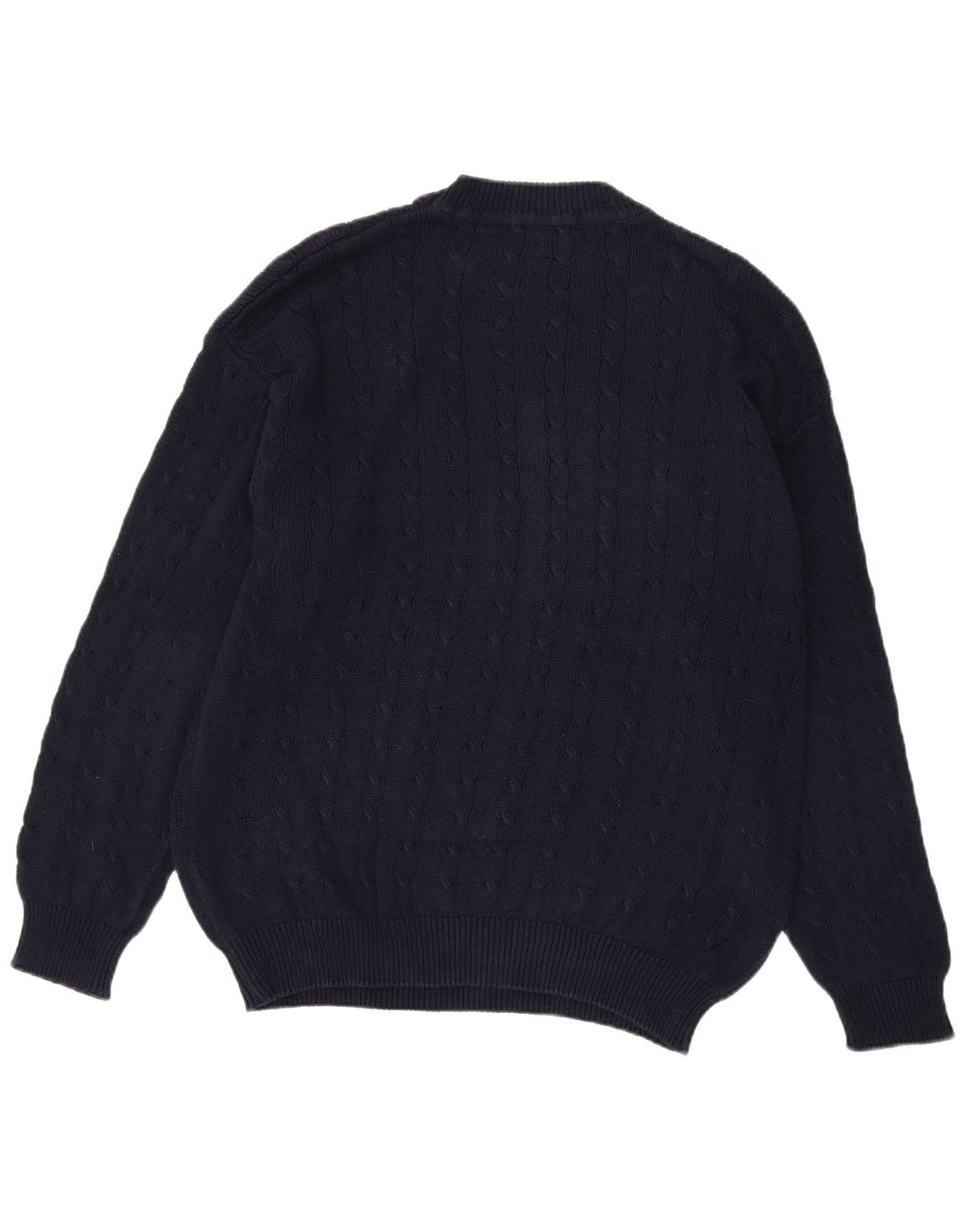 Benetton Mens Crew Neck Jumper Sweater Large Navy Blue Cotton