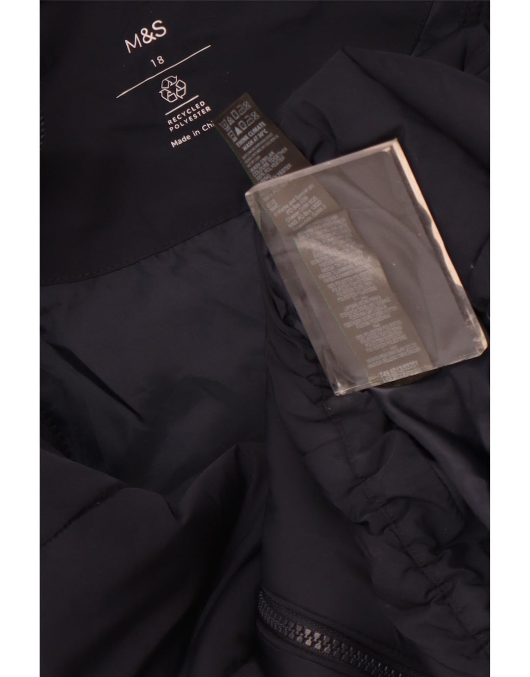 Marks & Spencer Womens Hooded Padded Jacket UK 18 XL Navy Blue Polyester