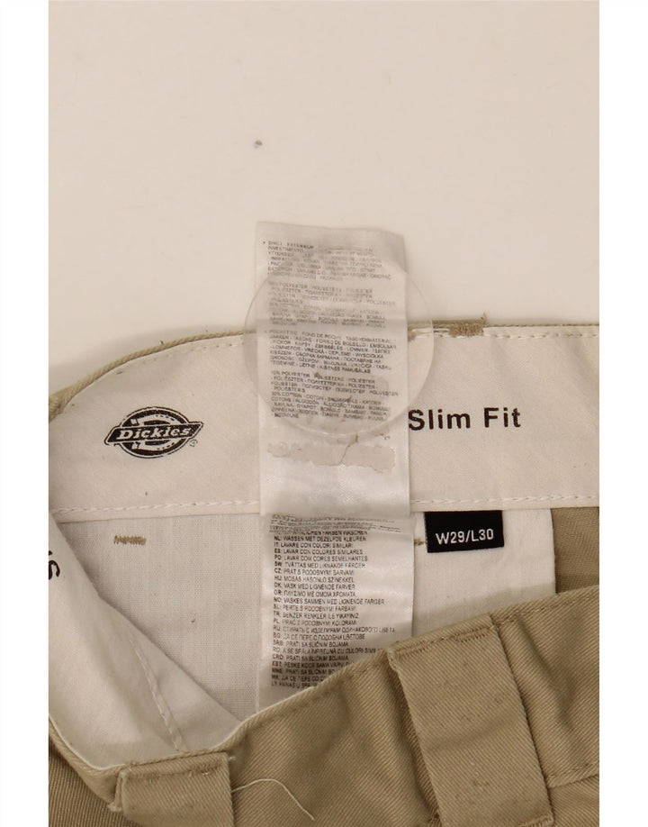 DICKIES Mens Slim Fit Chino Trousers W29 L30 Beige Polyester