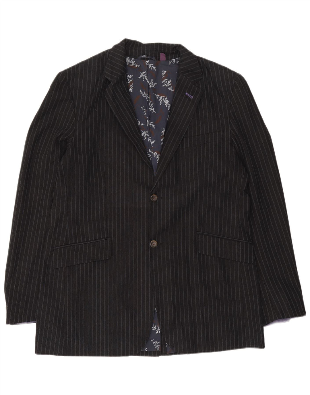 Ted Baker Mens 2 Button Blazer Jacket Size 6 2XL Navy Blue Pinstripe Cotton