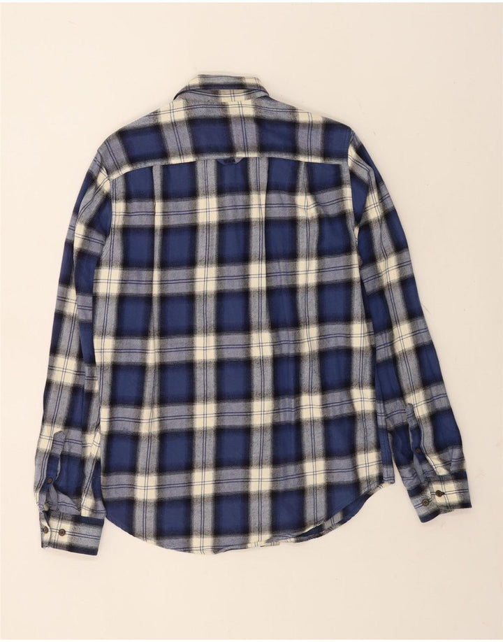 Superdry Mens Flannel Shirt Small Navy Blue Plaid Cotton