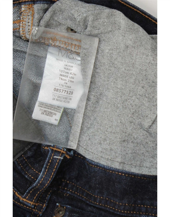 Marks & Spencer Mens Straight Jeans W42 L29 Navy Blue Cotton