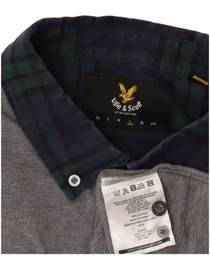 Lyle & Scott Mens Rugby Polo Shirt Large Grey Cotton