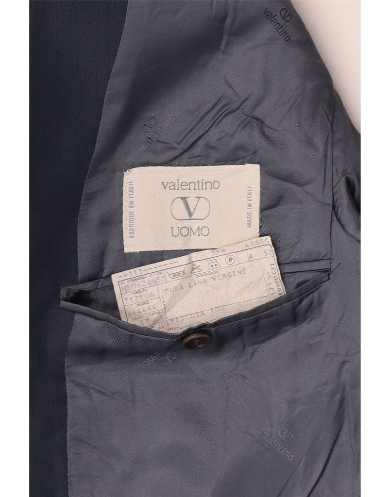 VALENTINO Mens 2 Button 2 Piece Suit IT 48 Medium W36 L28 Blue Virgin Wool Vintage Valentino and Second-Hand Valentino from Messina Hembry 