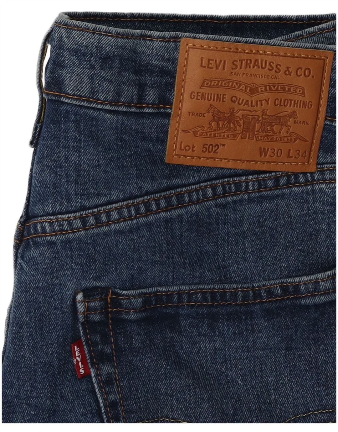 LEVI'S Mens 502 Tapered Jeans W30 L34 Blue Cotton