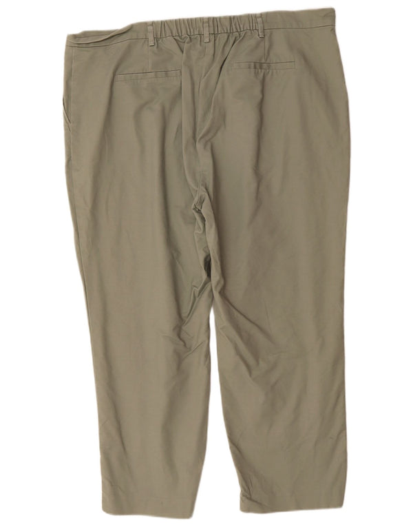 Marks & Spencer Womens Cropped Trousers UK 20 2XL W40 L25 Khaki Cotton