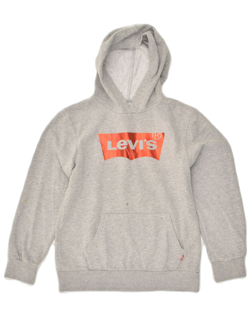 LEVI'S Boys Graphic Hoodie Jumper 12-13 Years Large  Grey Cotton | Vintage Levi's | Thrift | Second-Hand Levi's | Used Clothing | Messina Hembry 