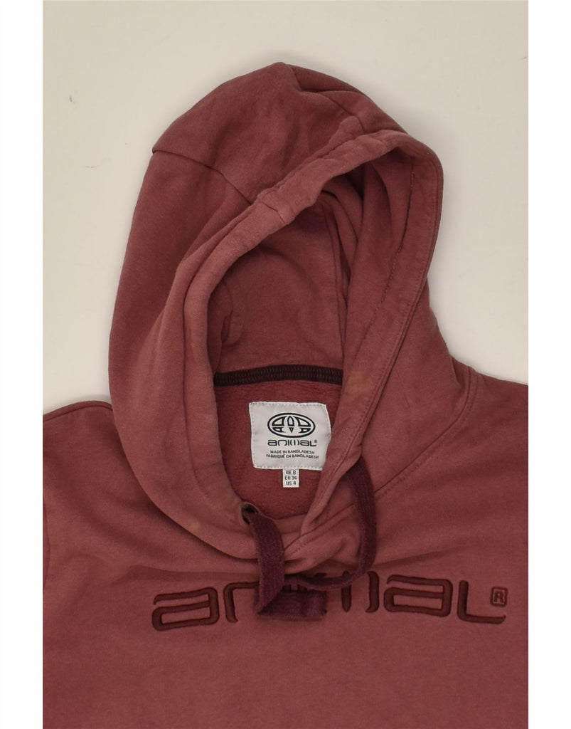 ANIMAL Womens Graphic Hoodie Jumper UK 8 Small Brown Cotton | Vintage Animal | Thrift | Second-Hand Animal | Used Clothing | Messina Hembry 