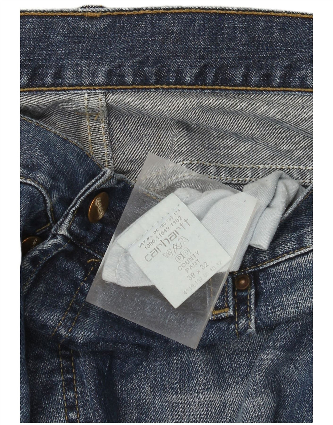 Carhartt Mens Straight Jeans W38 L32 Blue Cotton