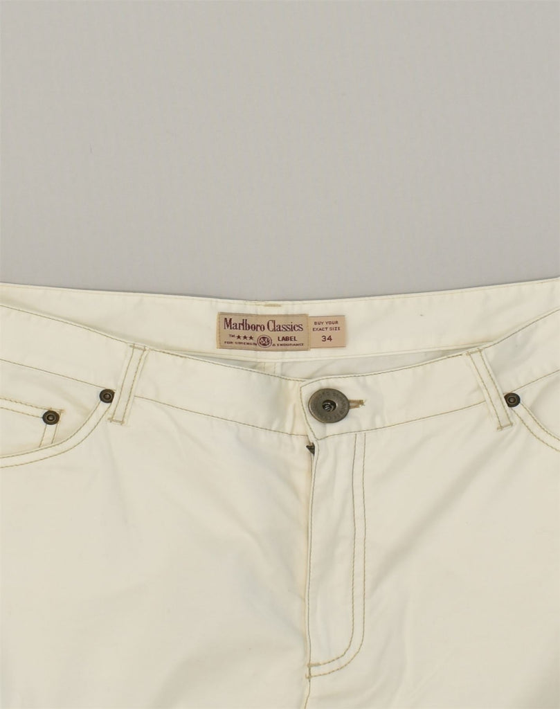 MARLBORO CLASSICS Womens Straight Casual Trousers W34 L31 White Cotton | Vintage Marlboro Classics | Thrift | Second-Hand Marlboro Classics | Used Clothing | Messina Hembry 