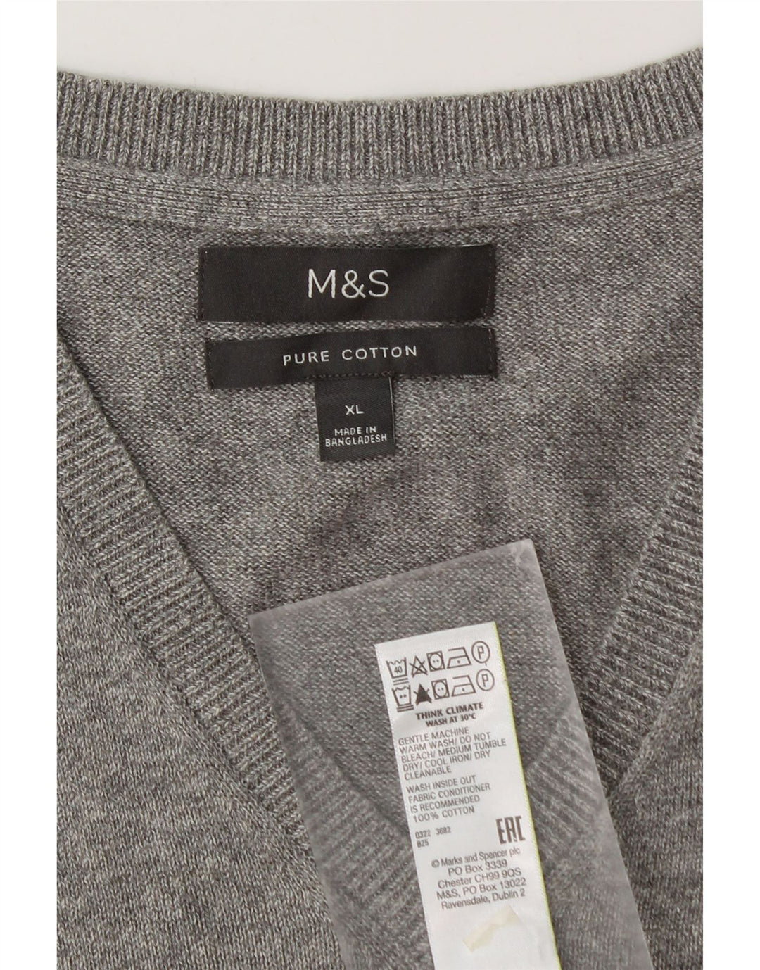 Marks & Spencer Mens Vest Tank Top XL Grey Cotton