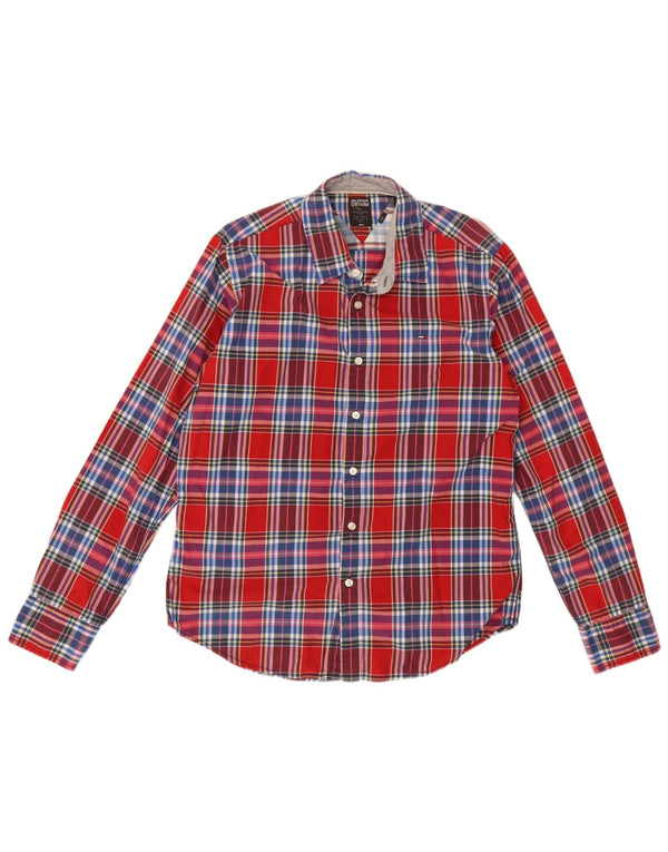 Tommy Hilfiger Mens Shirt Large Red Check Cotton