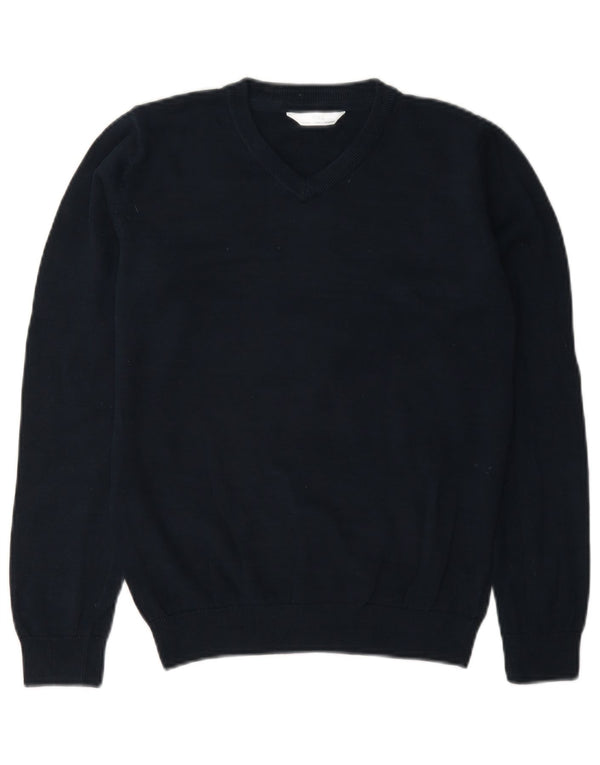 Marks & Spencer Boys V-Neck Jumper Sweater 11-12 Years Navy Blue Cotton