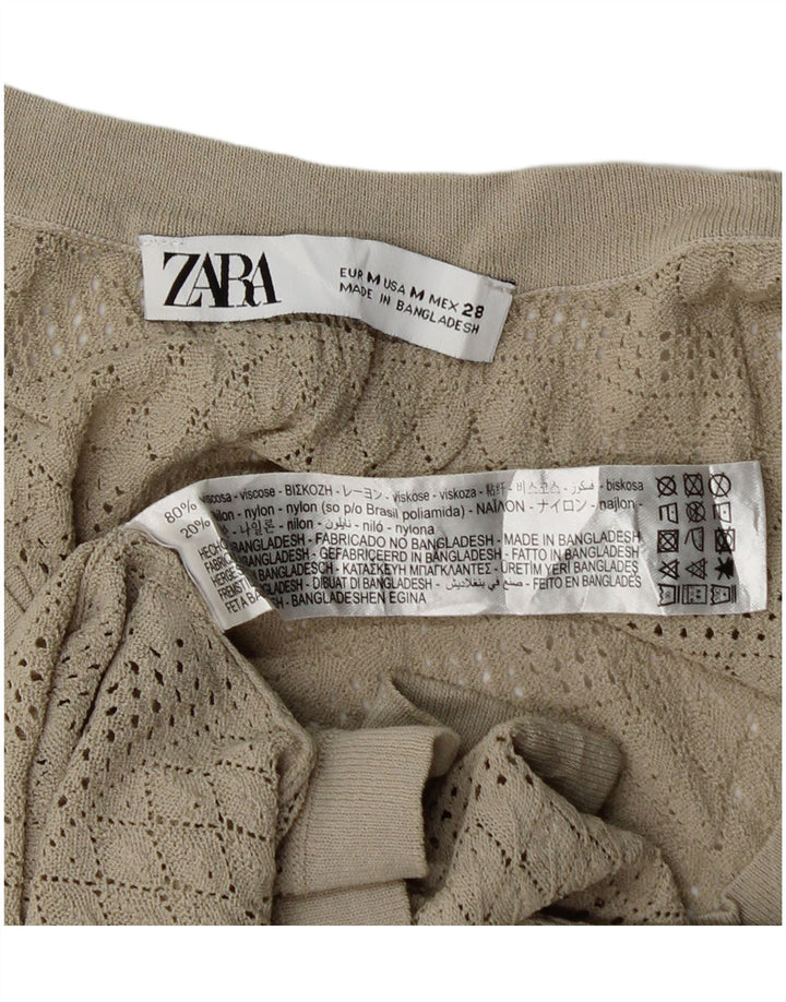 Zara Womens See Through Vest Top UK 12 Medium Beige Viscose