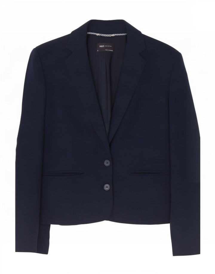 Marks & Spencer Womens 2 Button Blazer Jacket UK 12 Medium Navy Blue