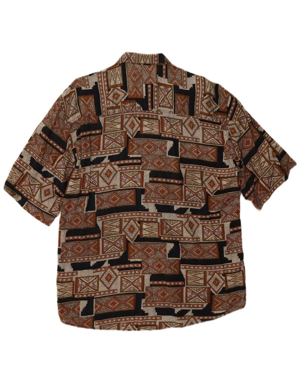 Explorer Mens Short Sleeve Shirt XL Brown Geometric