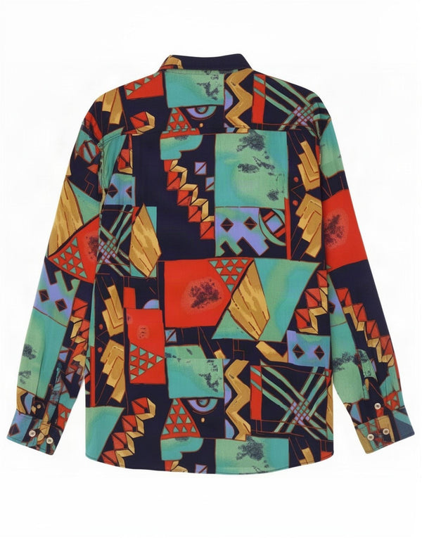 Vintage Mens Shirt Large Multicoloured Geometric Viscose