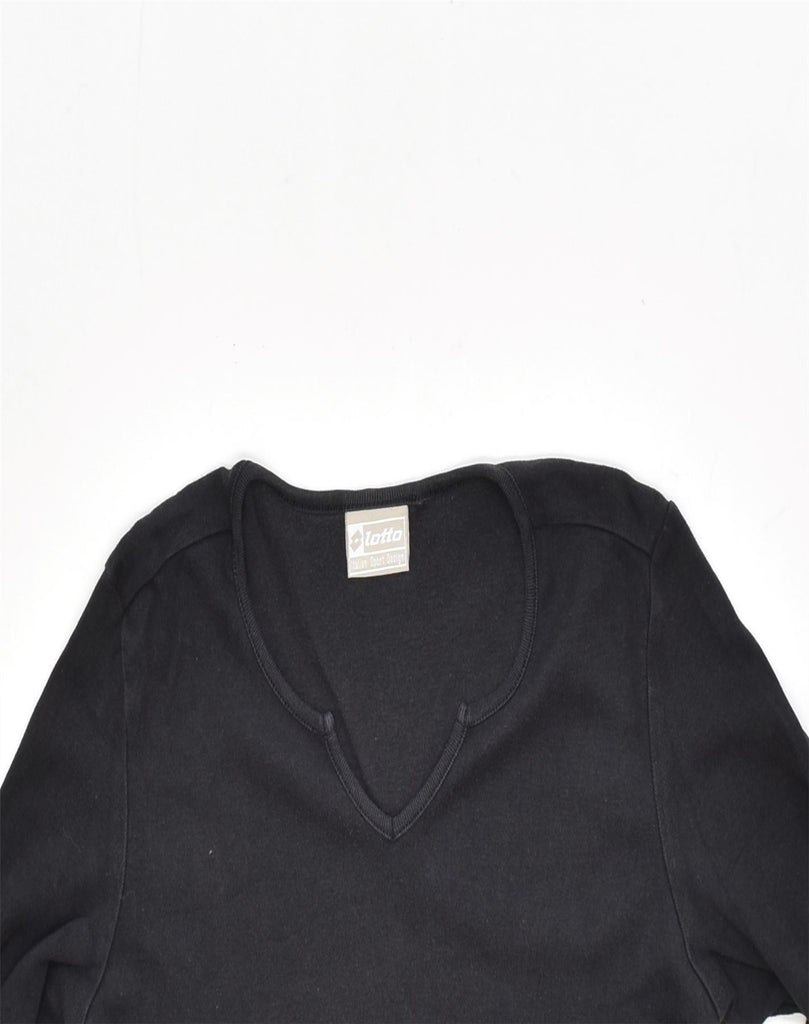 LOTTO Womens Top Long Sleeve UK 12 Medium Black Cotton | Vintage | Thrift | Second-Hand | Used Clothing | Messina Hembry 