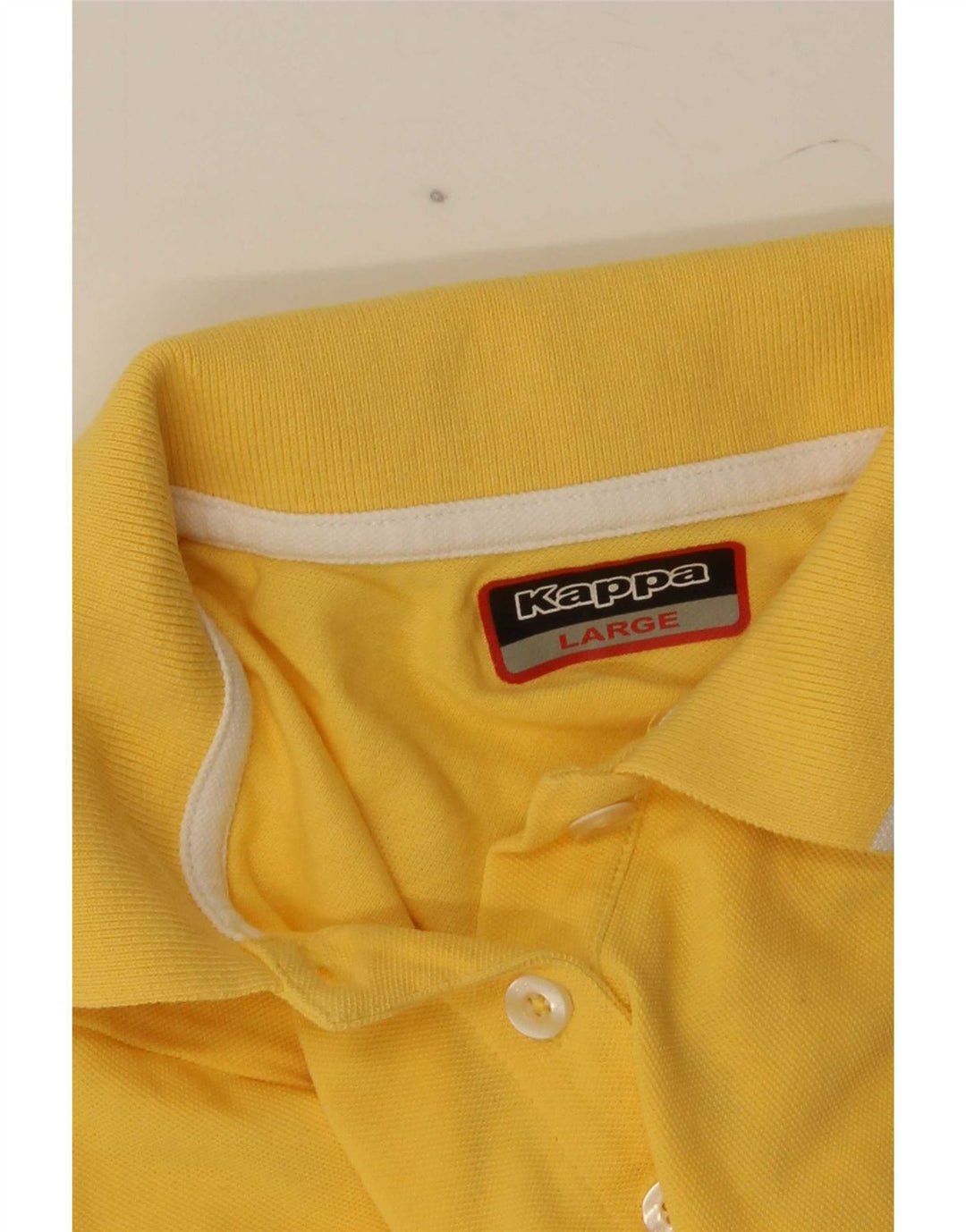 Kappa Womens Polo Shirt UK 14 Large Yellow Striped