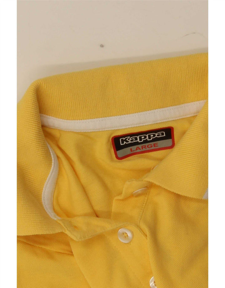 Kappa Womens Polo Shirt UK 14 Large Yellow Striped