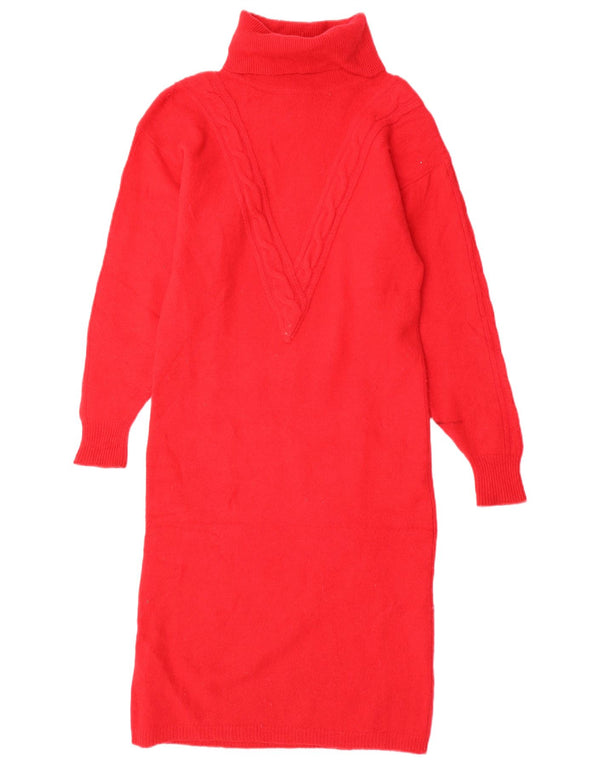 RAOUL Womens Long Sleeve Jumper Dress UK 12 Medium Red Wool