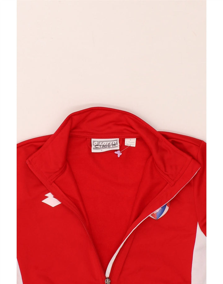 LOTTO Boys Graphic Tracksuit Top Jacket 9-10 Years Small Red Colourblock Vintage Lotto and Second-Hand Lotto from Messina Hembry 