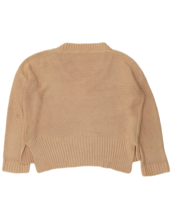 Marks & Spencer Womens Oversized V-Neck Jumper Sweater UK 12 Medium Beige