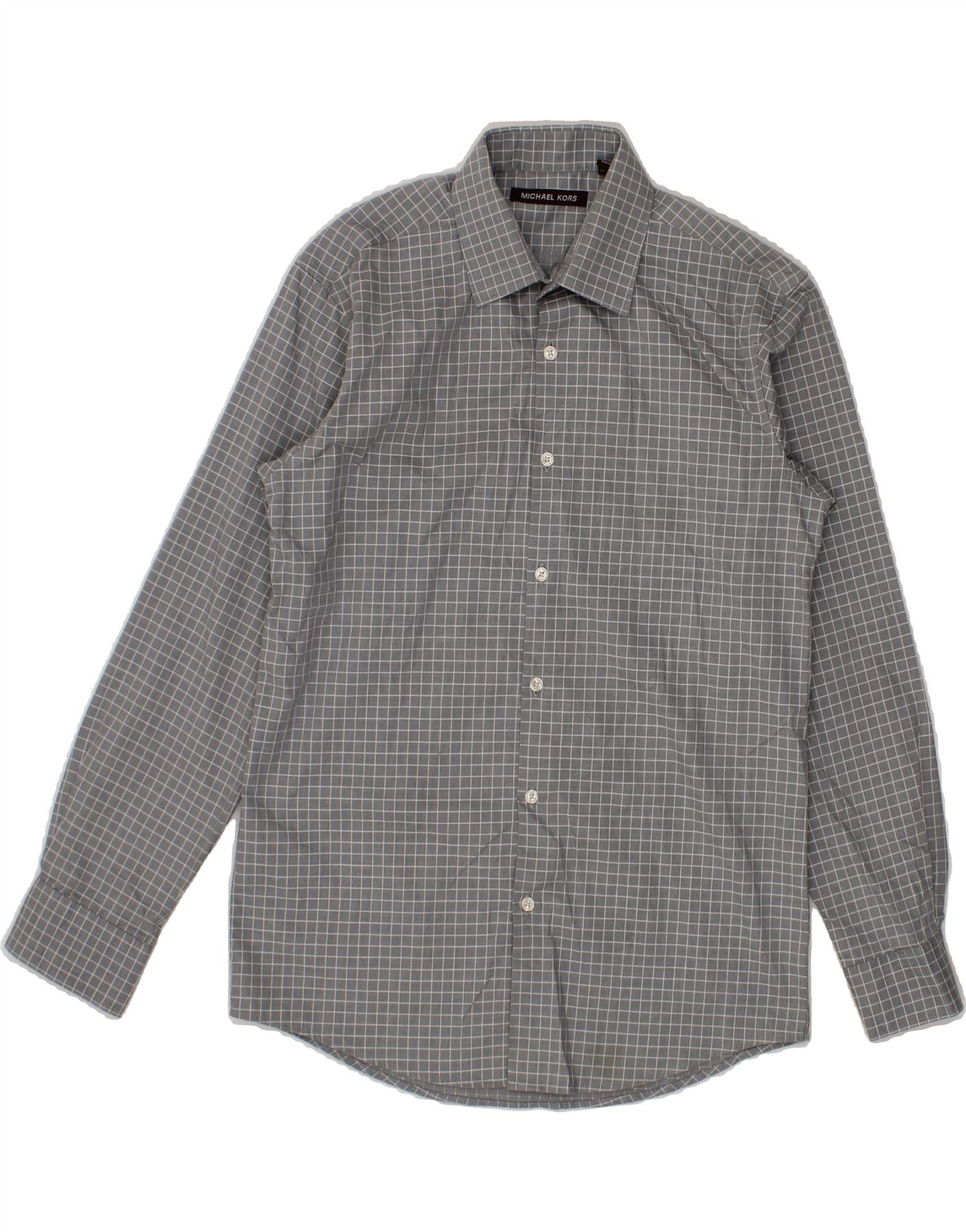 MICHAEL KORS Boys Shirt 15 16 Years Grey Check Cotton