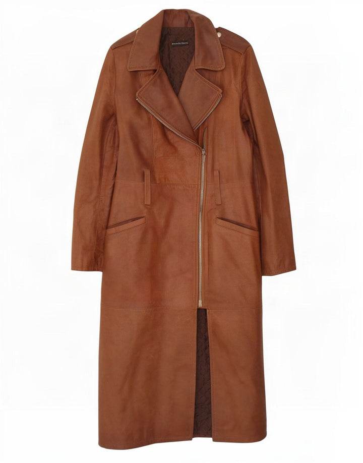 Vintage Womens Leather Coat IT 44 Medium Brown