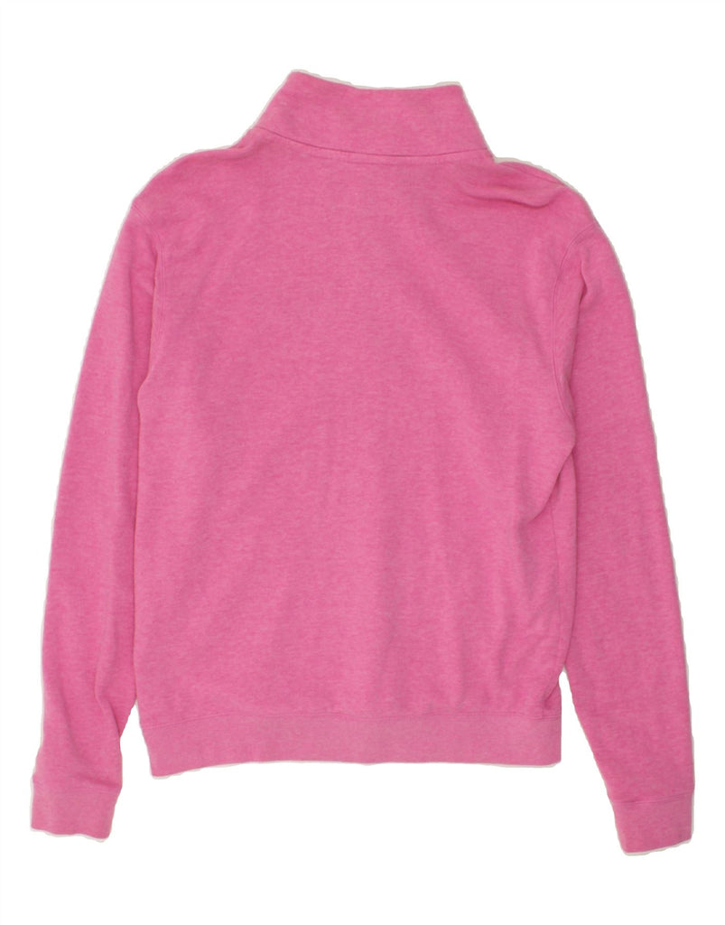 PINK Womens Loose Fit Zip Neck Sweatshirt Jumper UK 10 Small Pink Cotton | Vintage Pink | Thrift | Second-Hand Pink | Used Clothing | Messina Hembry 