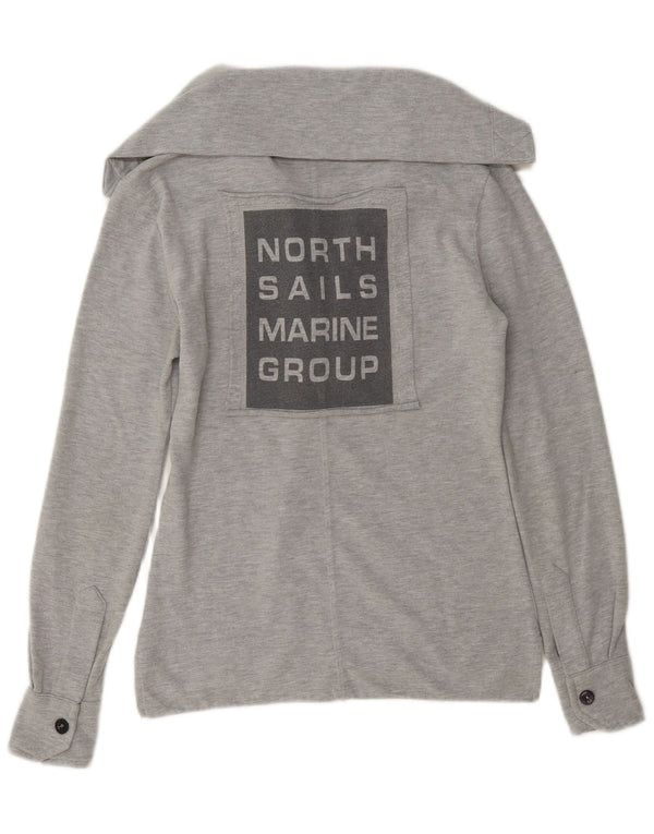 North Sails Womens Oversized Graphic Rugby Polo Shirt UK 6 XS Grey Flecked
