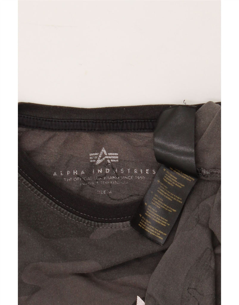 ALPHA INDUSTRIES Mens Graphic T-Shirt Top Medium Grey Camouflage Cotton Vintage Alpha Industries and Second-Hand Alpha Industries from Messina Hembry 