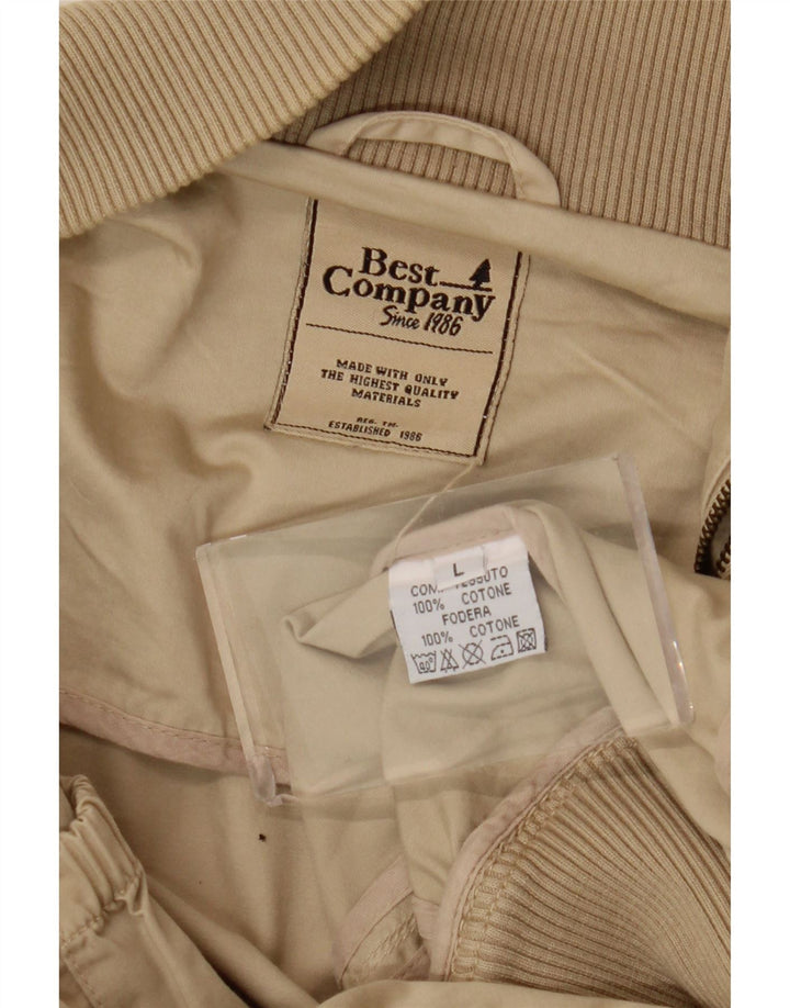 Best Company Mens Bomber Jacket UK 40 Large Beige Cotton