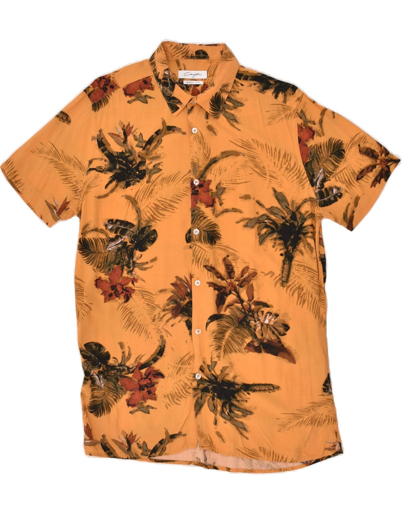 CLAYTON Mens Easy Fit Short Sleeve Shirt Medium Orange Floral Hawaiian | Vintage Clayton | Thrift | Second-Hand Clayton | Used Clothing | Messina Hembry 