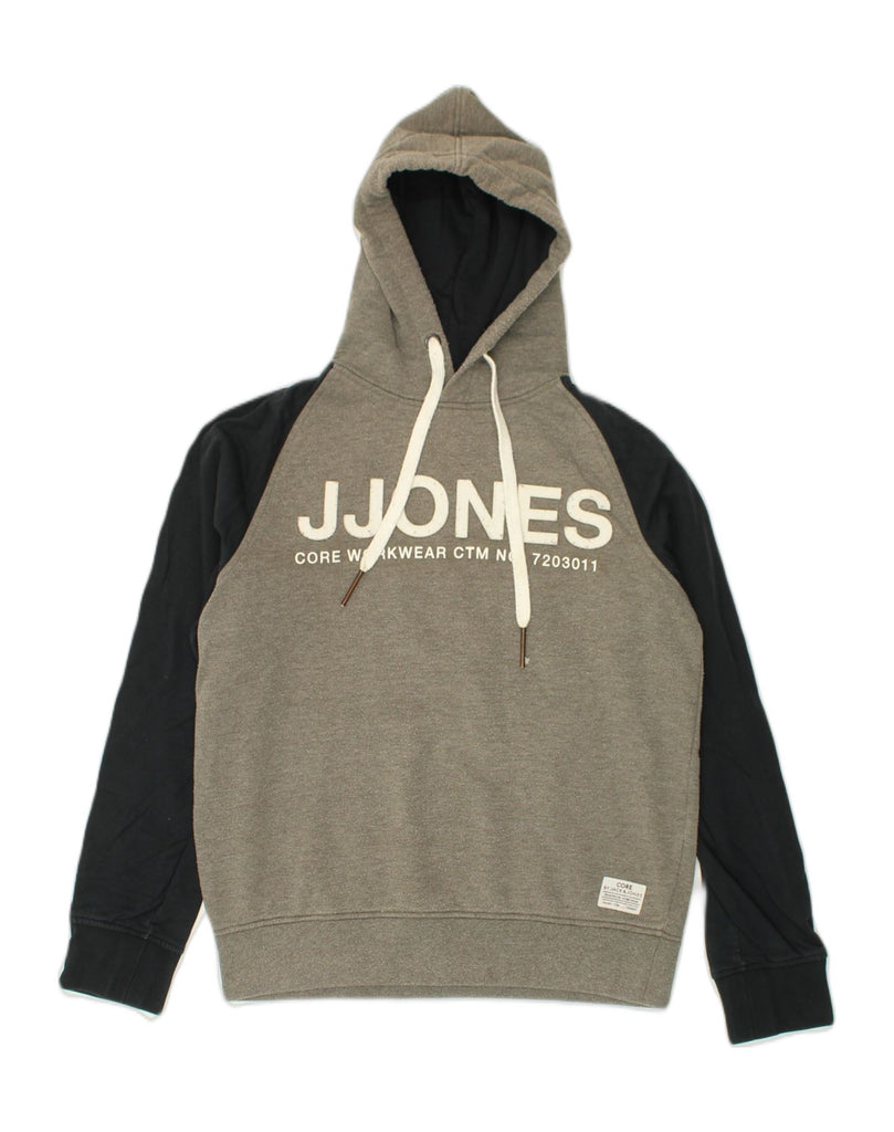 JACK & JONES Mens Graphic Hoodie Jumper Large Grey Colourblock Cotton | Vintage Jack & Jones | Thrift | Second-Hand Jack & Jones | Used Clothing | Messina Hembry 