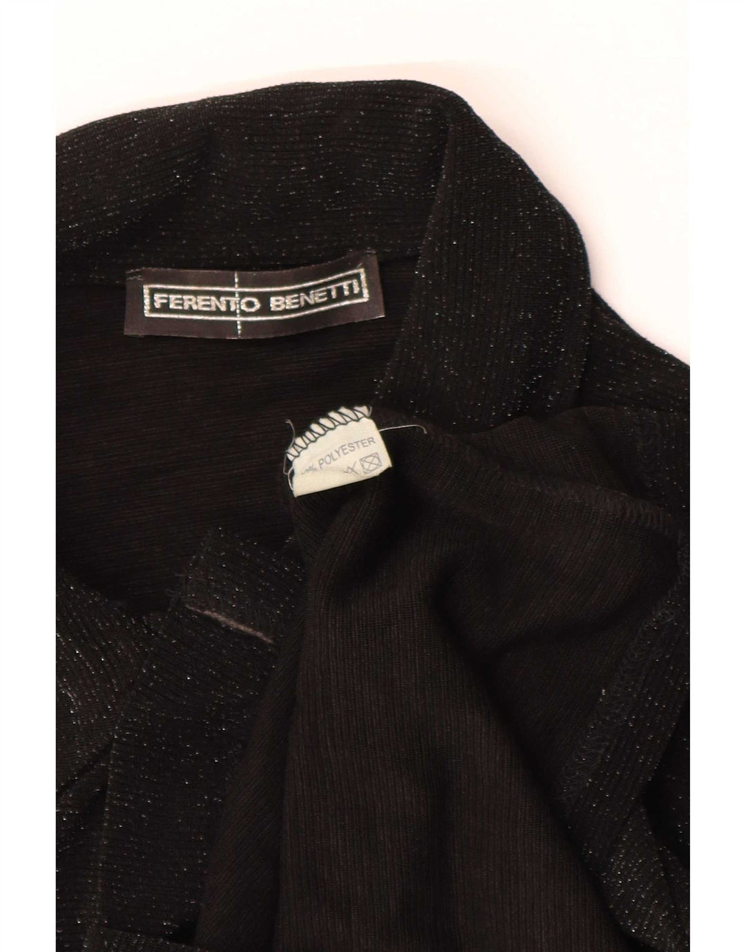 Vintage Womens Shirt Blouse UK 8 Small Black Polyester
