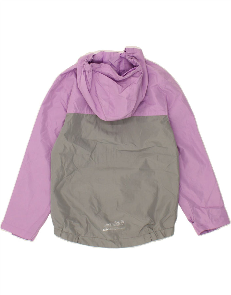 EDDIE BAUER Girls Hooded Rain Jacket 7-8 Years Small Grey Colourblock Vintage Eddie Bauer and Second-Hand Eddie Bauer from Messina Hembry 
