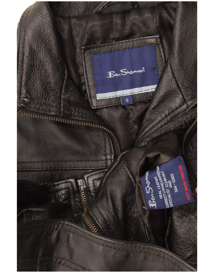 Ben Sherman Boys Leather Jacket 9-10 Years Small Black Leather