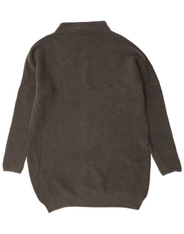 MINT VELVET Womens Long Sleeve Jumper Dress UK 16 Large Khaki Pinstripe