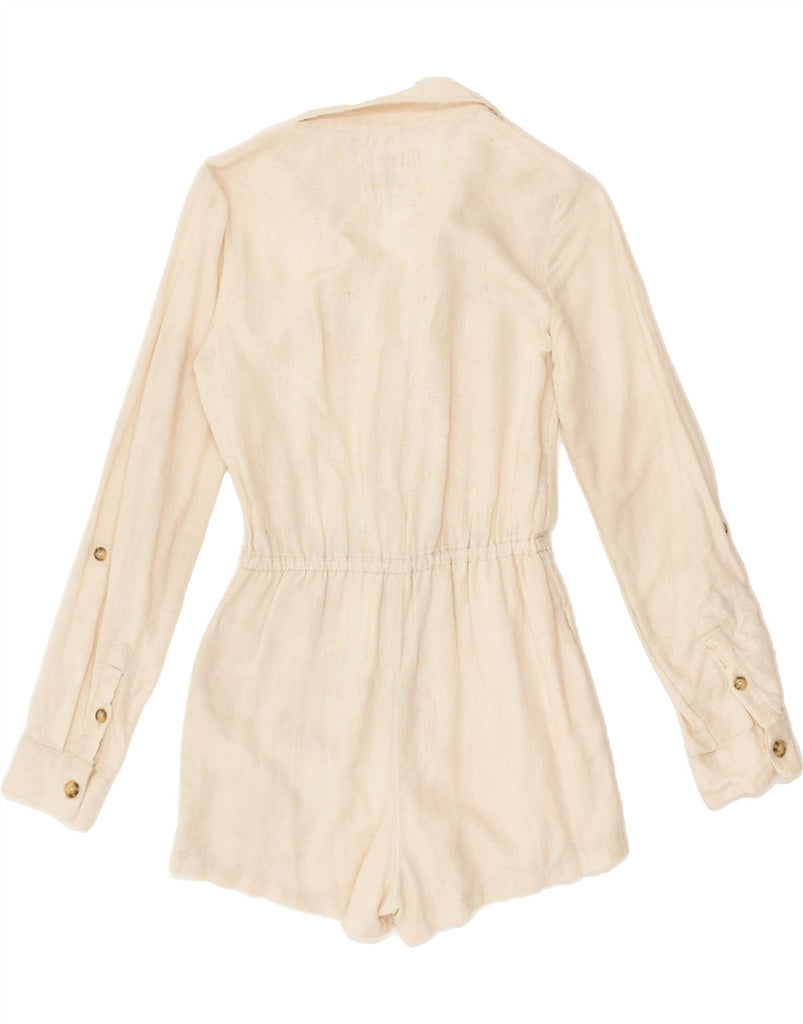 ABERCROMBIE & FITCH Womens Playsuit UK 4 XS Beige Cotton | Vintage Abercrombie & Fitch | Thrift | Second-Hand Abercrombie & Fitch | Used Clothing | Messina Hembry 