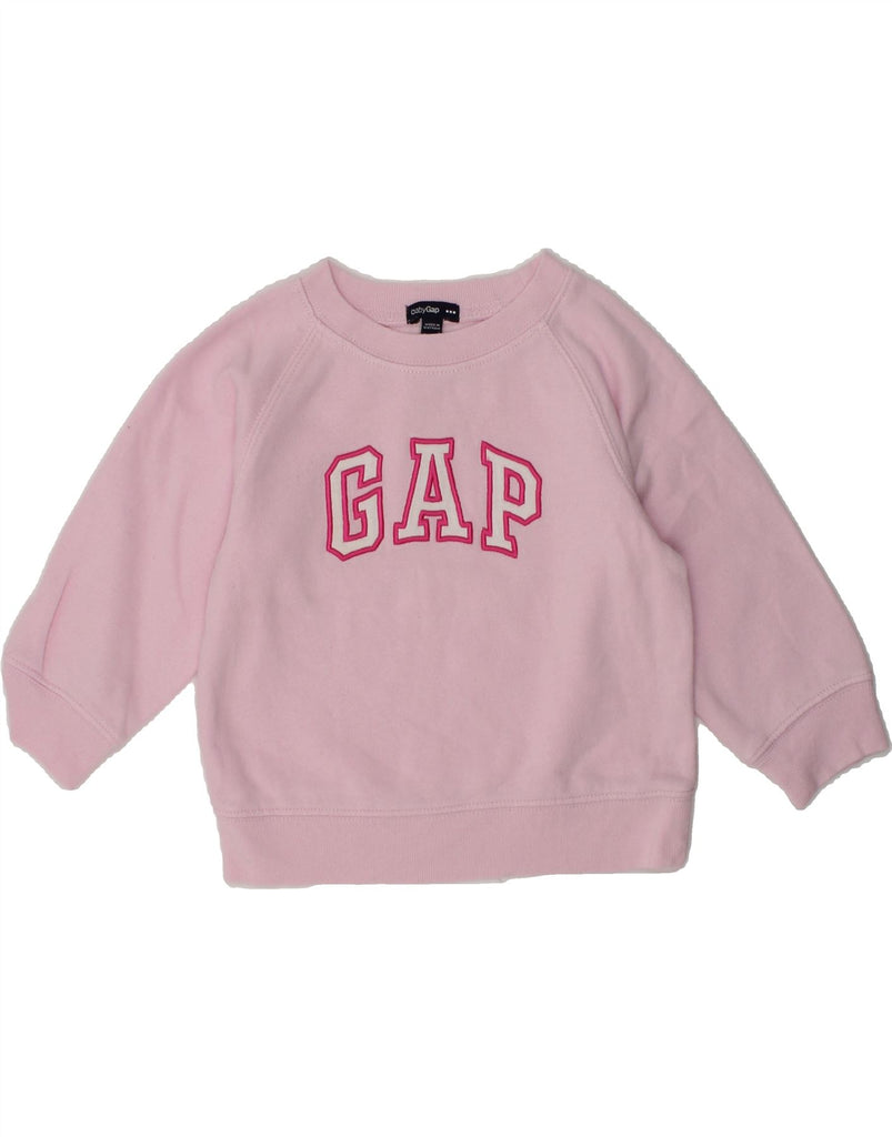 GAP Baby Girls Graphic Sweatshirt Jumper 12-18 Months Pink Cotton | Vintage Gap | Thrift | Second-Hand Gap | Used Clothing | Messina Hembry 