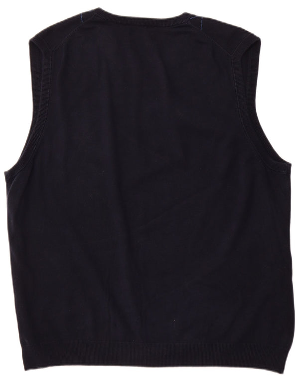 CHAPS Mens Vest Tank Top XL Navy Blue Argyle/Diamond Cotton