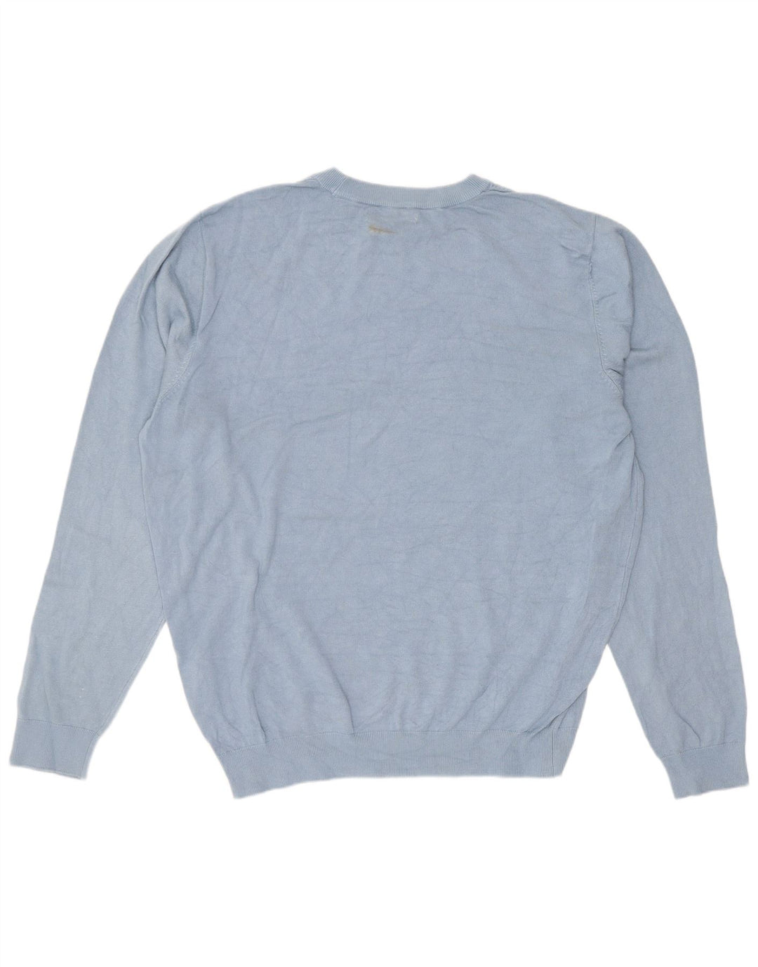 Zara Mens Crew Neck Jumper Sweater Large Blue Viscose