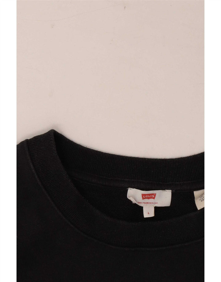 Levi's Womens Crop Oversized Sweatshirt Jumper UK 16 Large Grey Striped