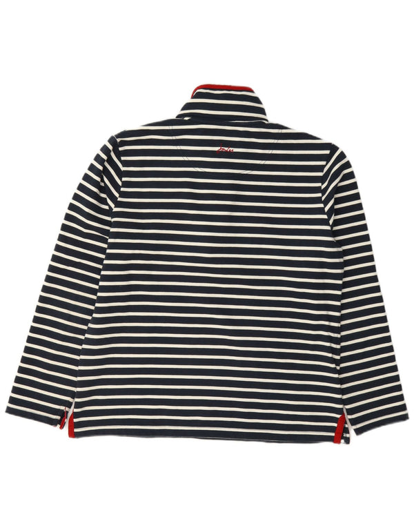 Joules Womens Zip Neck Sweatshirt Jumper UK 14 Large Navy Blue Striped