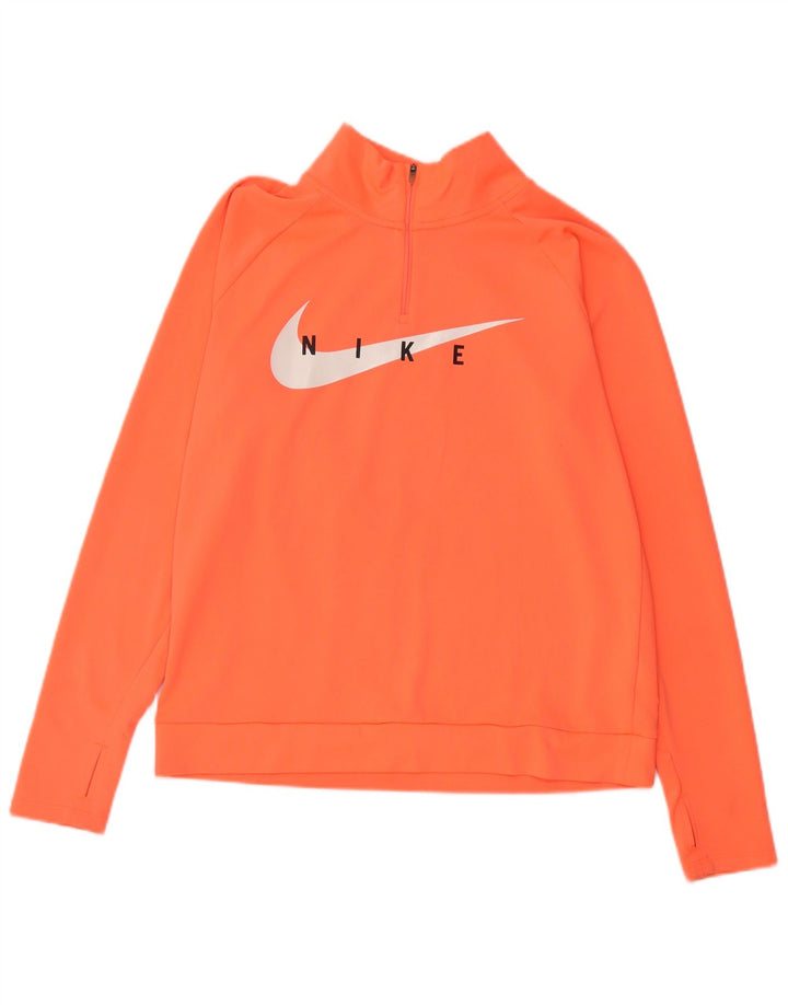 Nike Womens Dri Fit Graphic Pullover Tracksuit Top UK 10 Small Orange